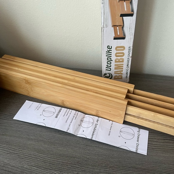 Bamboo 4Pcs Drawer Dividers Bamboo Separators Organization Expandable Organizers - Picture 4 of 6